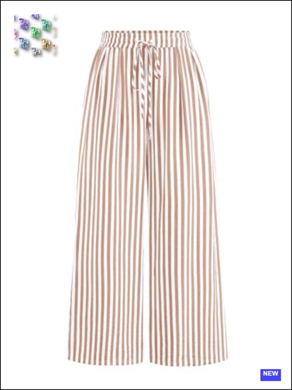 PRETTYGARDEN Women's Elastic Waist Striped Lightweight Palazzo Pants Lounge